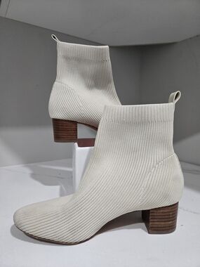 Joie x Revolve Boot Neely Sock Boot Stacked Heel Neutral Chic Luxury Ankle Boot